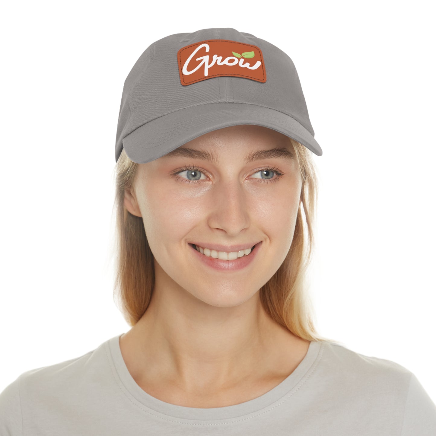Hat with Leather Patch | Grow Logo