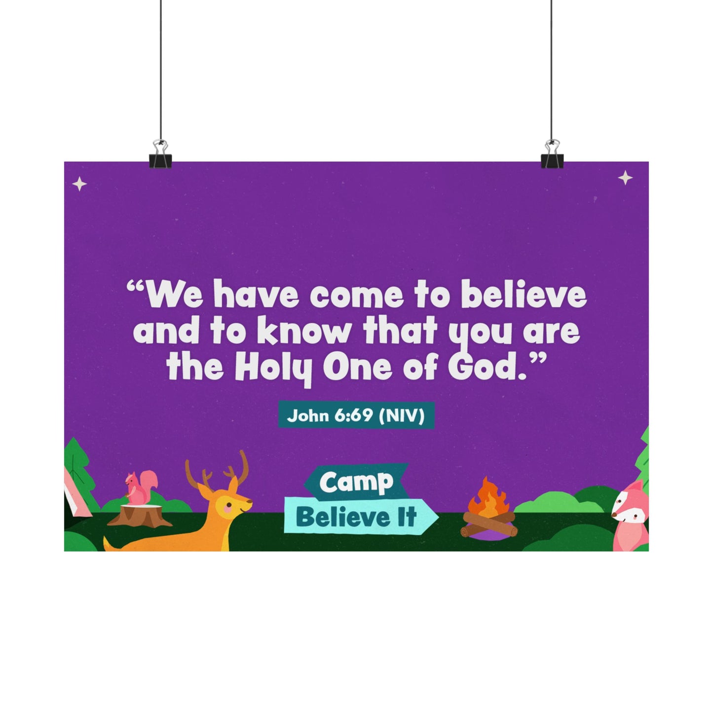 Poster | V8 | Camp Believe It Preschool Memory Verse Graphic | Horizontal