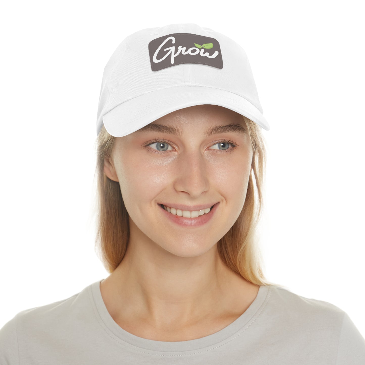 Hat with Leather Patch | Grow Logo
