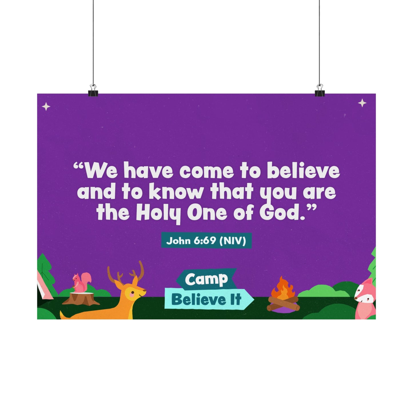 Poster | V8 | Camp Believe It Preschool Memory Verse Graphic | Horizontal