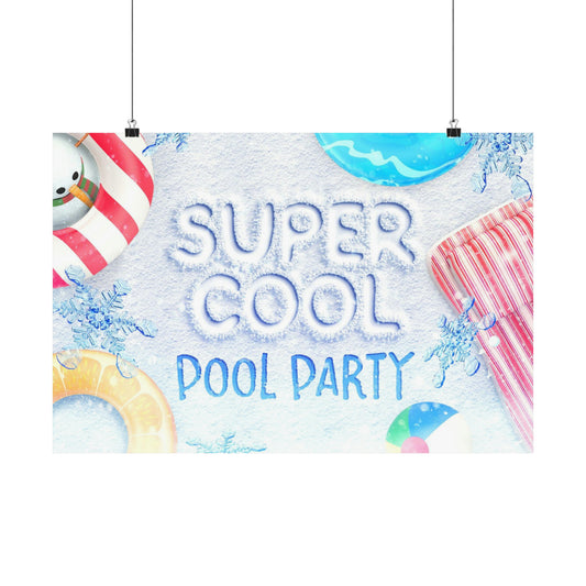Poster I V7 I Let's Super Cool Pool Party Graphic I Horizontal