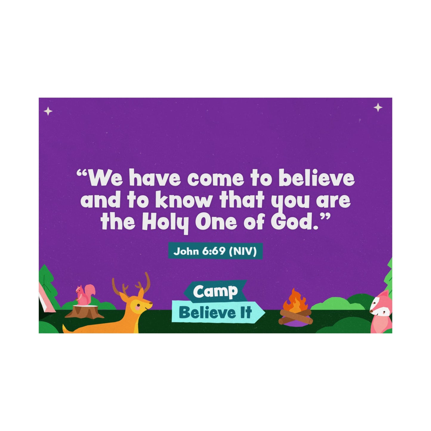 Poster | V8 | Camp Believe It Preschool Memory Verse Graphic | Horizontal