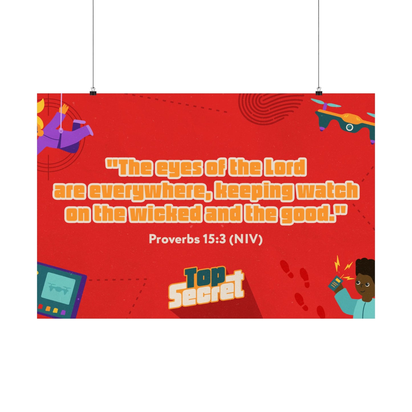 Poster | V9 | Top Secret Preschool Memory Verse Graphic | Horizontal